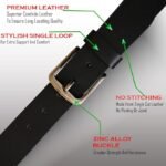 Genuine Men's Leather Belt, Full Grain Leather, Casual Jeans Leather Belts for Men,Hand Made Mens Casual Belts With Heavy Duty Metal Buckle__Black - Image 2