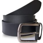 Genuine Men's Leather Belt, Full Grain Leather, Casual Jeans Leather Belts for Men,Hand Made Mens Casual Belts With Heavy Duty Metal Buckle__Black - Image 7