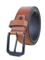 Genuine Men's Leather Belt, Full Grain Leather, Casual Jeans Leather Belts for Men,Hand Made Mens Casual Belts With Heavy Duty Metal Buckle_Light Brown