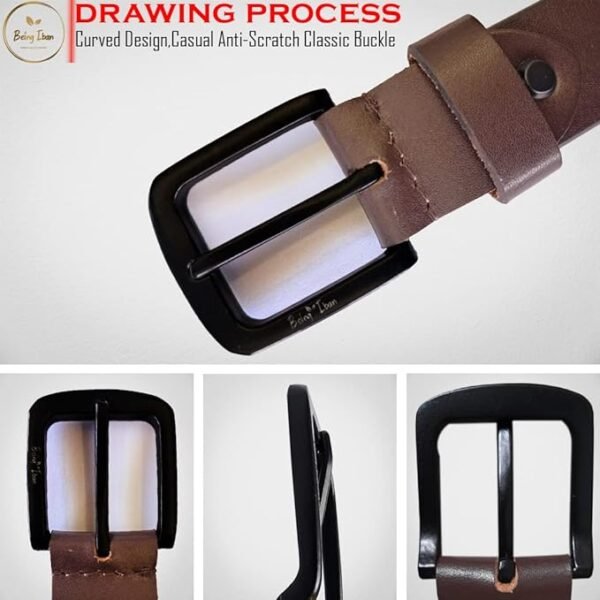 9876543210446_2 Genuine Men's Leather Belt, Full Grain Leather, Casual Jeans Leather Belts for Men,Hand Made Mens Casual Belts With Heavy Duty Metal Buckle_Handmilled - Image 4