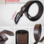 Genuine Men's Leather Belt, Full Grain Leather, Casual Jeans Leather Belts for Men,Hand Made Mens Casual Belts With Heavy Duty Metal Buckle_Light Brown & Handmilled_Pack Of 2 - Image 3