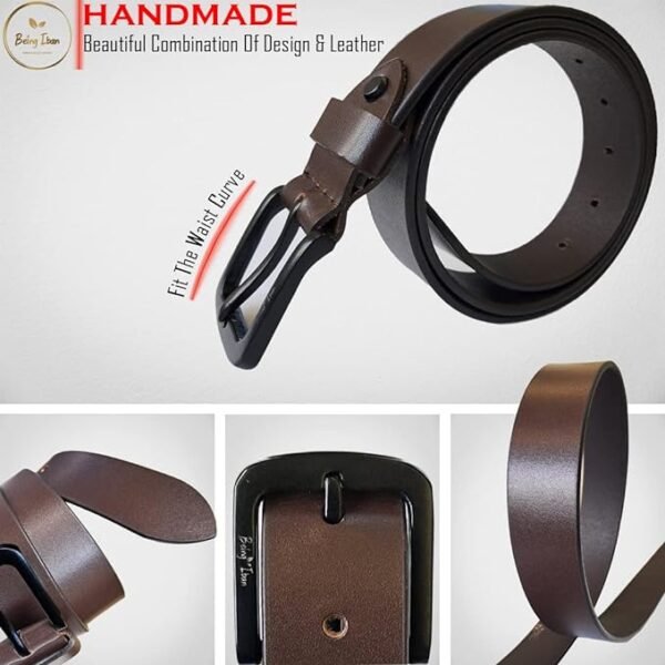 9876543210446_3 Genuine Men's Leather Belt, Full Grain Leather, Casual Jeans Leather Belts for Men,Hand Made Mens Casual Belts With Heavy Duty Metal Buckle_Handmilled - Image 3