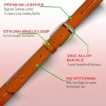 Genuine Women's Leather Belt, Cowhide Leather, Casual Jeans Leather Belts for Women,Hand Made Womens Casual Belts With Heavy Duty Metal Buckle_Yellow Brown & Classic Black_Pack Of 2 - Image 3