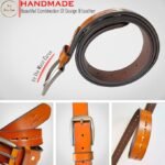 Genuine Women's Leather Belt, Cowhide Leather, Casual Jeans Leather Belts for Women,Hand Made Womens Casual Belts With Heavy Duty Metal Buckle_Yellow Brown & Classic Black_Pack Of 2 - Image 7