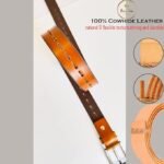 Genuine Women's Leather Belt, Cowhide Leather, Casual Jeans Leather Belts for Women,Hand Made Womens Casual Belts With Heavy Duty Metal Buckle_Yellow Brown & Classic Black_Pack Of 2 - Image 8