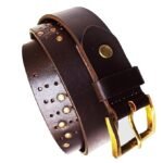 Genuine Women's Leather Belt, Cowhide Leather, Casual Jeans Leather Belts for Women,Hand Made Womens Casual Belts With Heavy Duty Metal Buckle_Brown