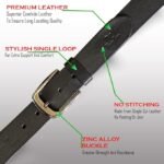 Genuine Women's Leather Belt, Cowhide Leather, Casual Jeans Leather Belts for Women,Hand Made Womens Casual Belts With Heavy Duty Metal Buckle_Yellow Brown & Classic Black_Pack Of 2 - Image 2