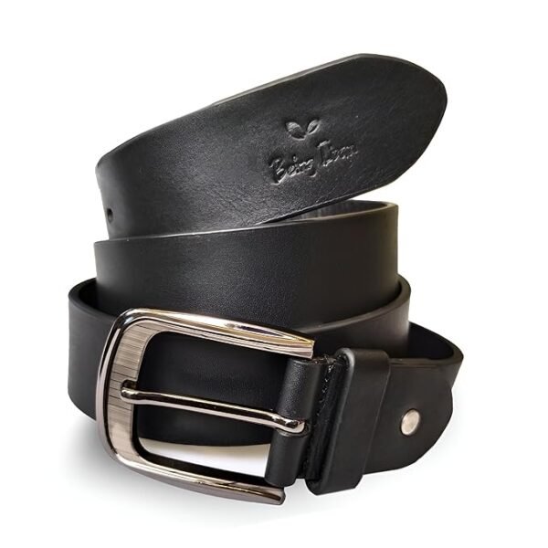 Genuine Women's Leather Belt, Cowhide Leather, Casual Jeans Leather Belts for Women,Hand Made Womens Casual Belts With Heavy Duty Metal Buckle_Black - Image 5