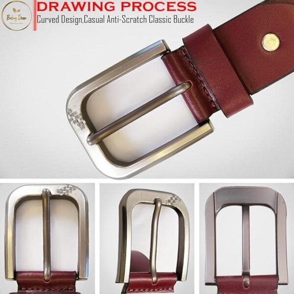 Genuine Women's Leather Belt, Cowhide Leather, Casual Jeans Leather Belts for Women,Hand Made Womens Casual Belts With Heavy Duty Metal Buckle_Mellow/Burnt Umber_Pack of 2 - Image 9