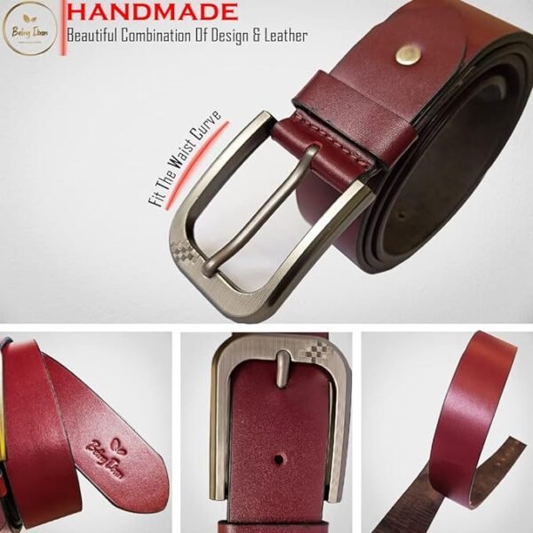 Genuine Women's Leather Belt, Cowhide Leather, Casual Jeans Leather Belts for Women,Hand Made Womens Casual Belts With Heavy Duty Metal Buckle_Mellow/Burnt Umber_Pack of 2 - Image 8