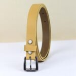 Genuine Women's Leather Belt, Cowhide Leather, Casual Jeans Leather Belts for Women,Hand Made Womens Casual Belts With Heavy Duty Metal Buckle_Yellow Brown