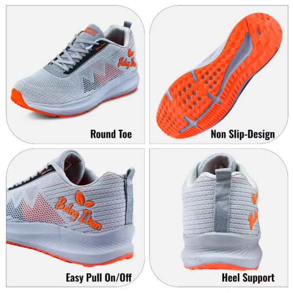 Mens Lightweight Athletic Running Walking Gym Shoes Casual Sports Shoes Fashion Sneakers Walking Shoes_Grey/Orange - Image 5