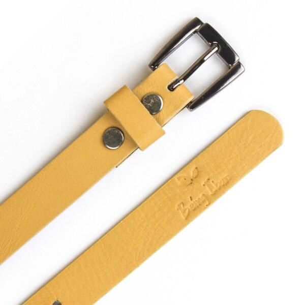 Genuine Women's Leather Belt, Cowhide Leather, Casual Jeans Leather Belts for Women,Hand Made Womens Casual Belts With Heavy Duty Metal Buckle_Yellow Brown - Image 4