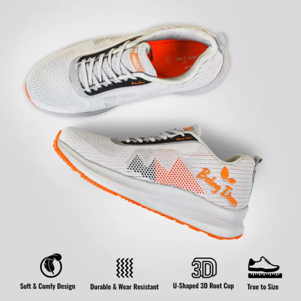 Mens Lightweight Athletic Running Walking Gym Shoes Casual Sports Shoes Fashion Sneakers Walking Shoes_Grey/Orange - Image 3