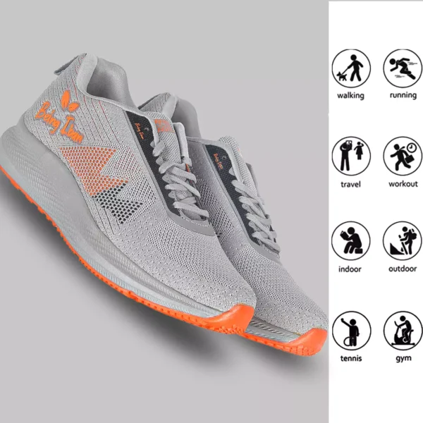 Mens Lightweight Athletic Running Walking Gym Shoes Casual Sports Shoes Fashion Sneakers Walking Shoes_Grey/Orange - Image 2
